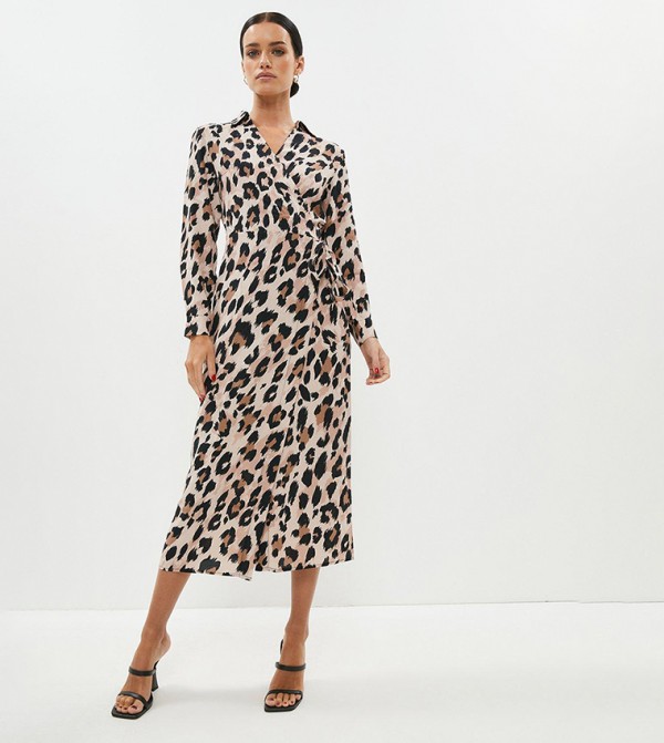 Buy Coast Collared Midi Wrap Dress In NEUTRAL 6thStreet UAE