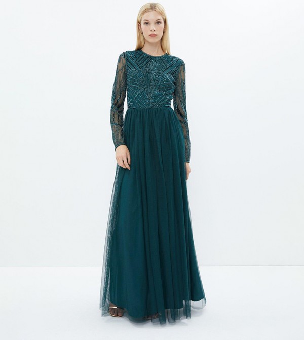 Embellished bodice maxi dress clearance