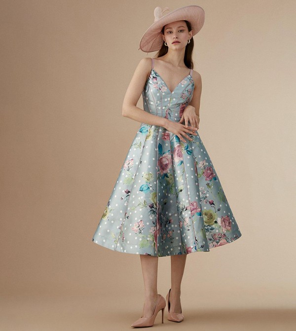 Midi Dress with Piping
