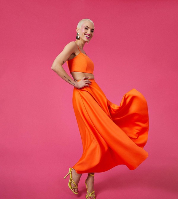 Orange organza on sale skirt