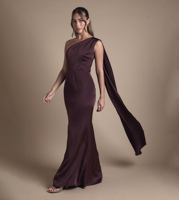 Coast Honoured Drape One Shoulder Satin Maxi Bridesmaid Dress