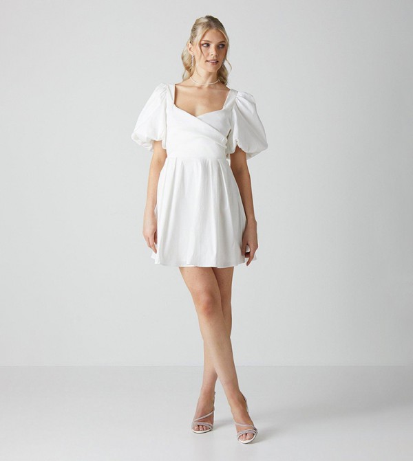 Puff Sleeves Full Skirted Mini Dress