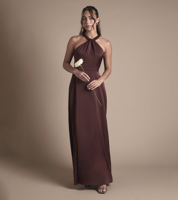 Coast Honoured Twist Halterneck Satin Maxi Bridesmaid Dress