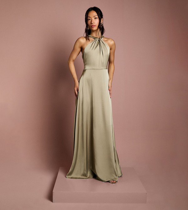 Coast Honoured Twist Halterneck Satin Maxi Bridesmaid Dress