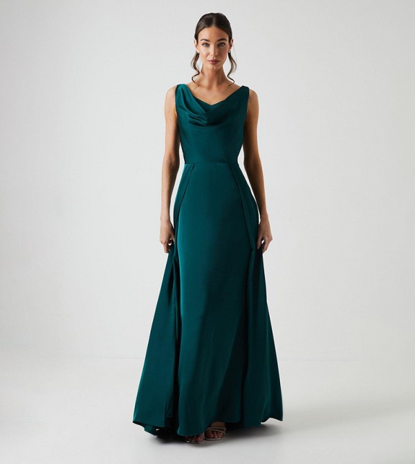 Cowl Neck A-Line Satin Bridesmaids Dress