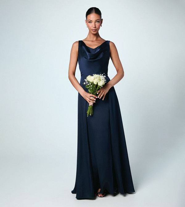 Coast Honoured Sleeveless Cowl Neck Satin Bridesmaid Maxi Dress