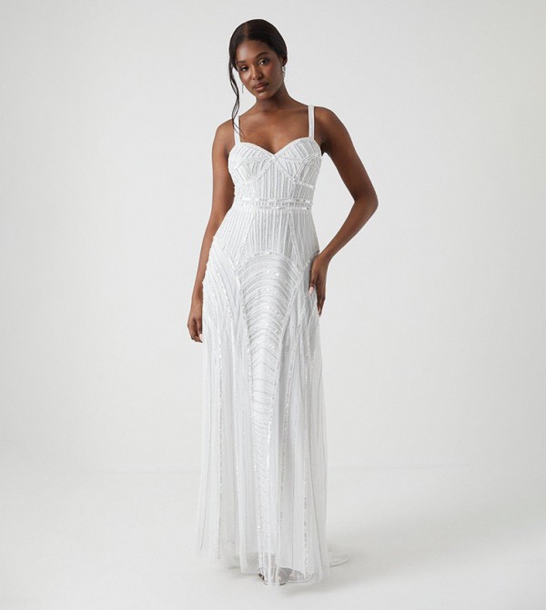 Embellished top wedding dress best sale
