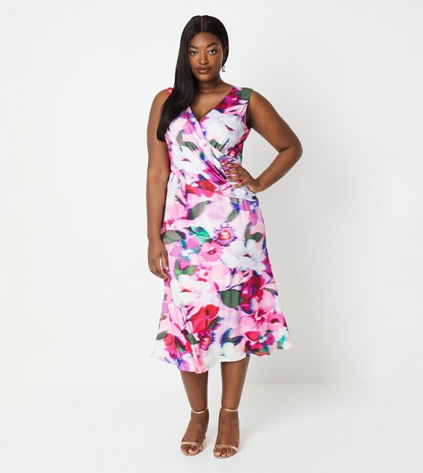Coast pink floral wrap dress shop
