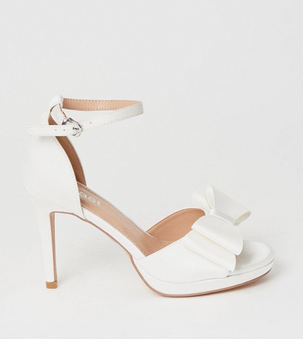 Tala Bridal Satin Structured Bow Platform Heel Sandals