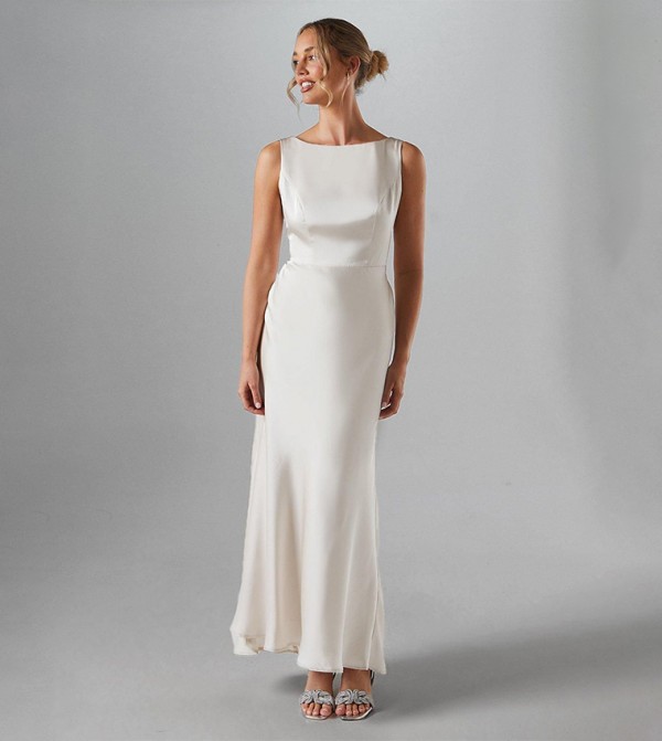 Satin Sleeveless Bridesmaid Maxi Dress