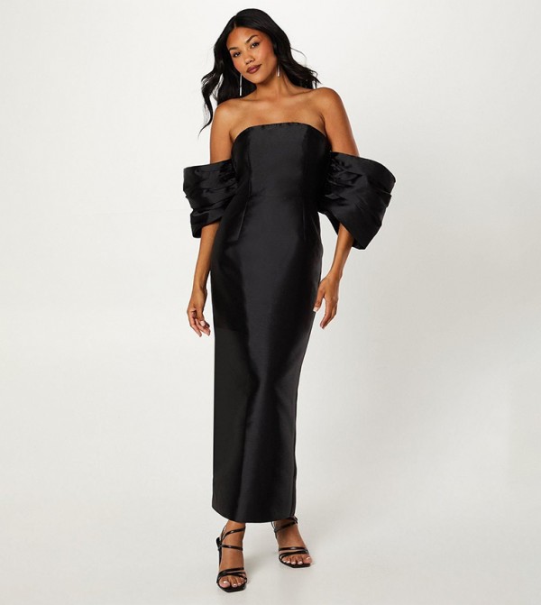 Detachable Shrug Multiway Twill Maxi Dress