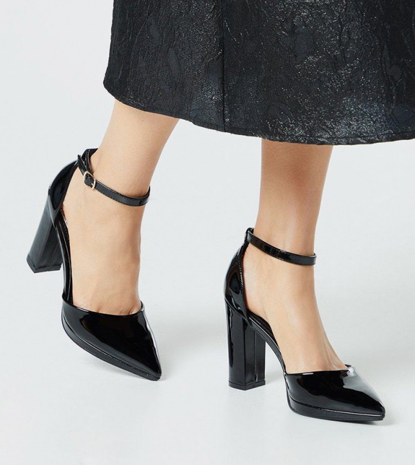 Sadie Platform Pointed High Block Heel Court Shoes