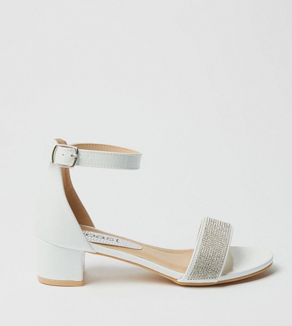 Flower Girl Jasmine Diamante Low Block Heel Sandals