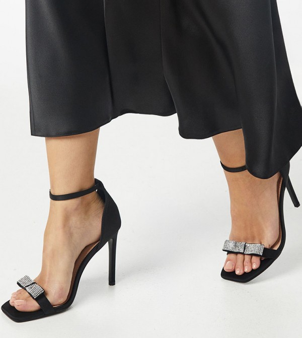 Tabbie Satin Embellished High Stiletto Heeled Sandals