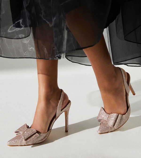 Tamara Glitter Bow Slingback Pumps