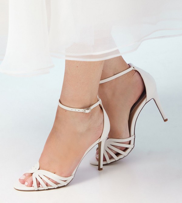 Wide Fit Tilda Faux Leather Lattice Front Heeled Sandals