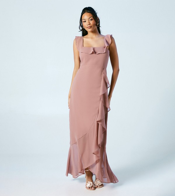 Ruffle Detail Bridesmaid Maxi Dress