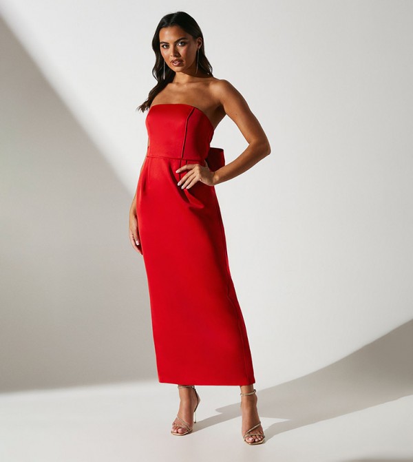 Statement Back Bow Detail Midi Dress