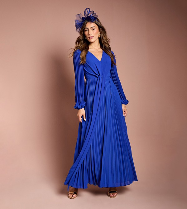 Pleated Wrap Front Dress