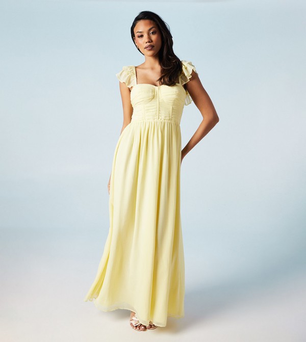 Corset Detail Georgette Bridesmaids Maxi Dress