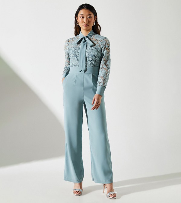 Lace Tie Neck Jumpsuit