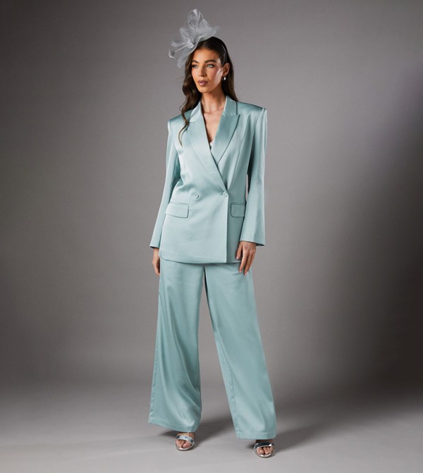 Solid Satin Flared Trousers