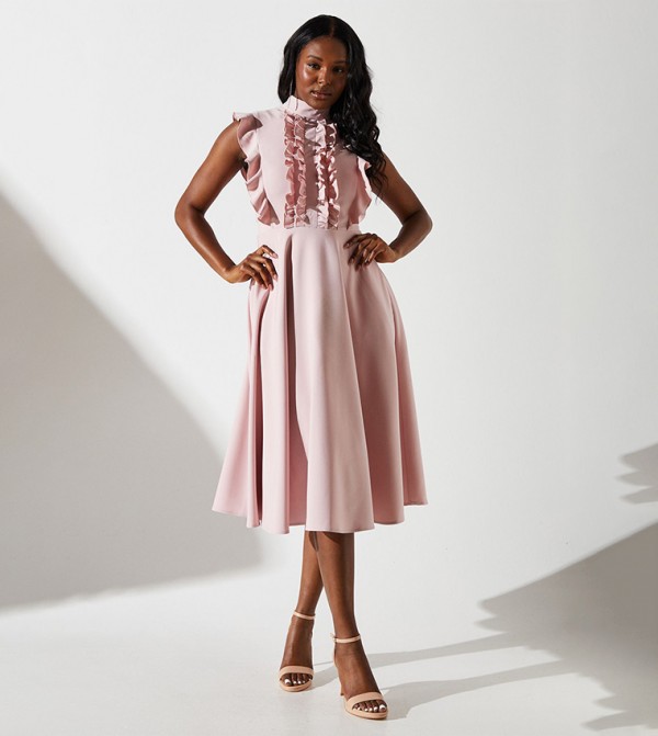 Ruffle Sleeveless Midi Dress