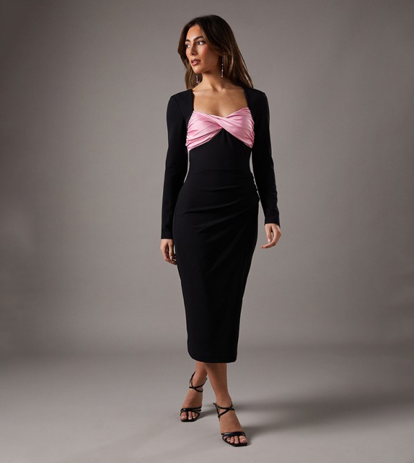 Shrug Slinky Midi Dress with Twist Top