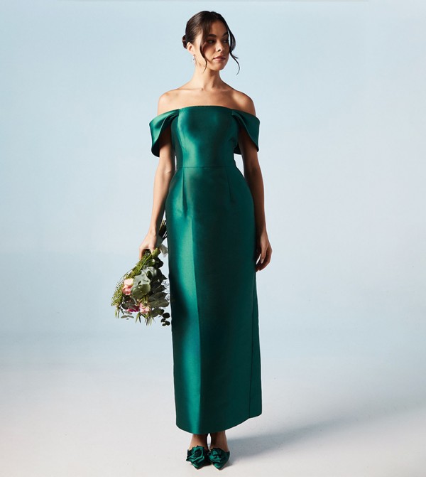 Twill Column Bridesmaids Maxi Dress