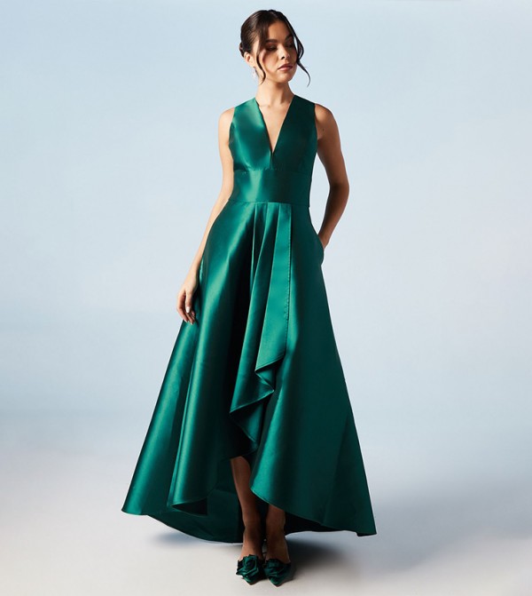 Plunge Waterfall Bridesmaids Maxi Dress