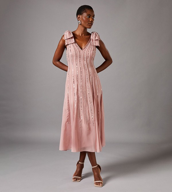 Embellished Sleeveless Midi Dress
