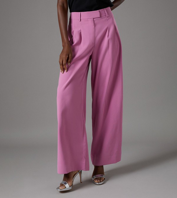 Pleat Detail Wide Leg Trousers