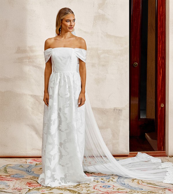 Organza Jacquard Full Skirted Maxi Wedding Dress