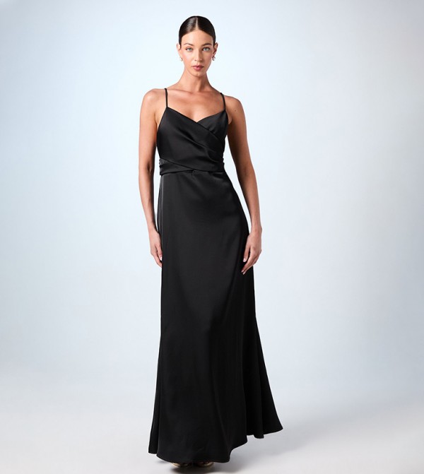 Wrap Waist Satin Cami Bridesmaid Dress