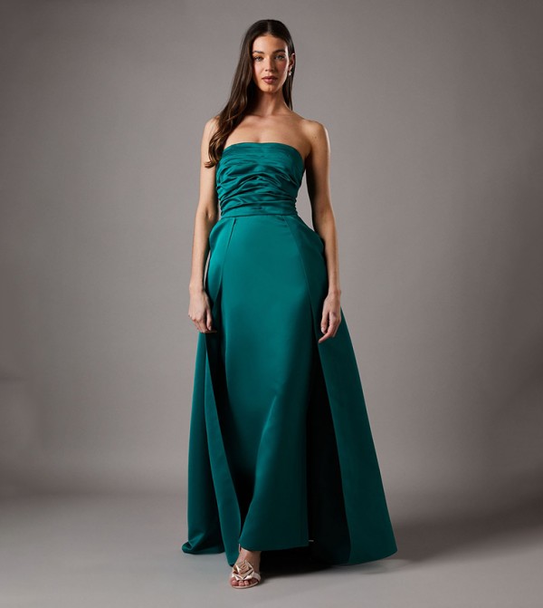 Bandeau Structured Column Maxi Bridesmaids Dress