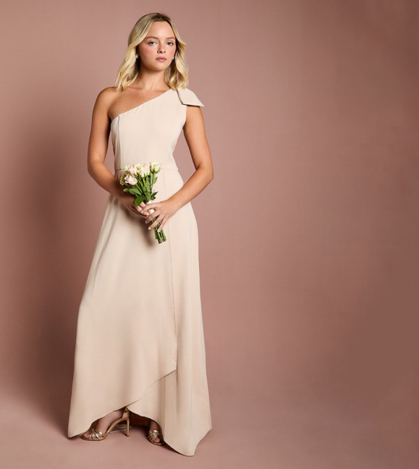 Teen Coast One Shoulder Bow Bridesmaids Dress