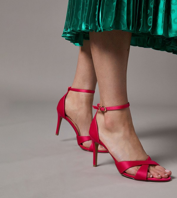 CADENZA Satin Cross Strap High Stiletto Heel Sandals