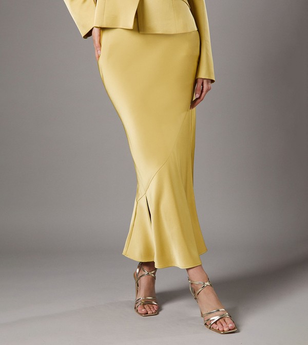 Solid Elastic Waist Maxi Skirt