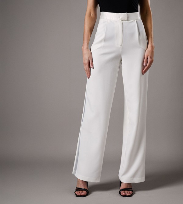 Satin Panel Wide Leg Trousers