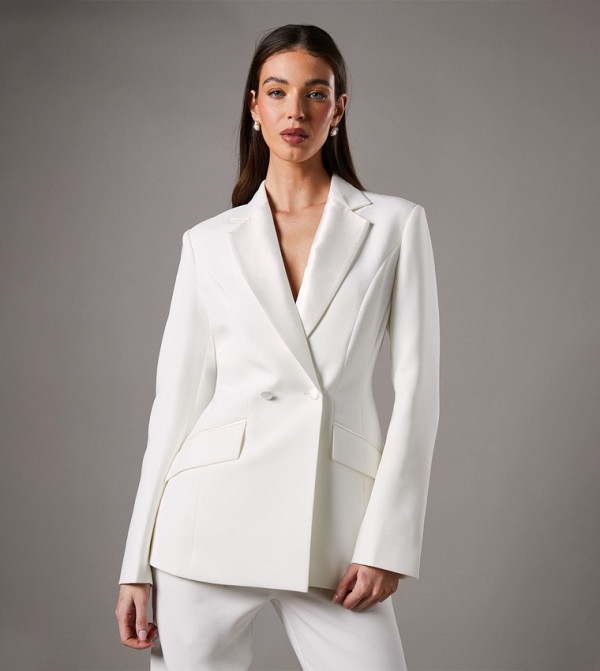 Twill Lapel Collar Fitted Blazer