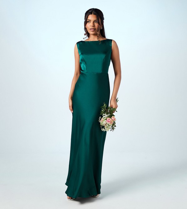 Petite Sleeveless Satin Bridesmaids Dress