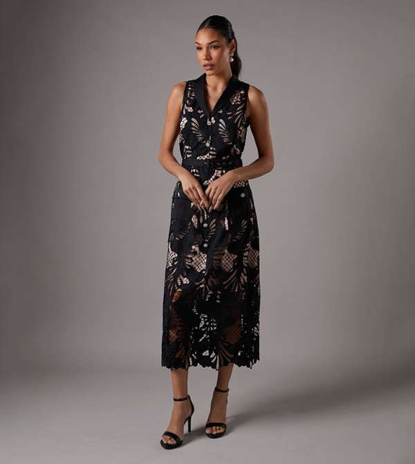 Lacy Sleeveless Shirt Dress