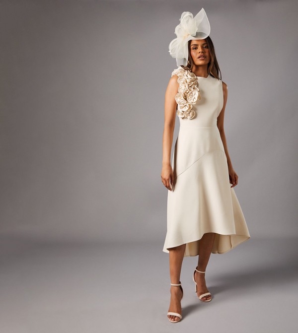 Petite 3D Corsage High Low Dress