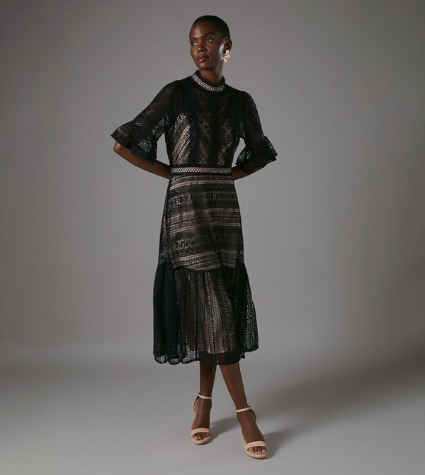 Lace Tiered Midi Dress