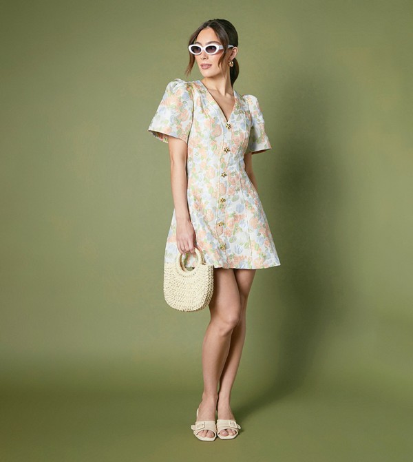 Floral Printed Button Through Mini Dress