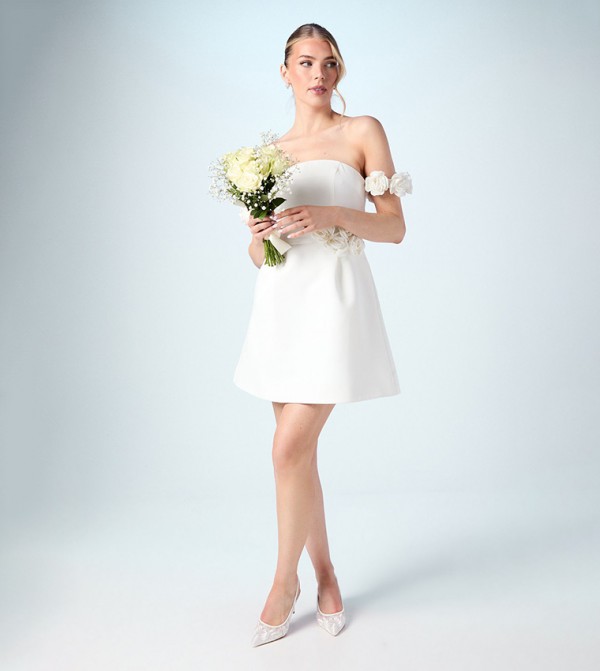 Corsage Bandeau Bridal Mini Dress