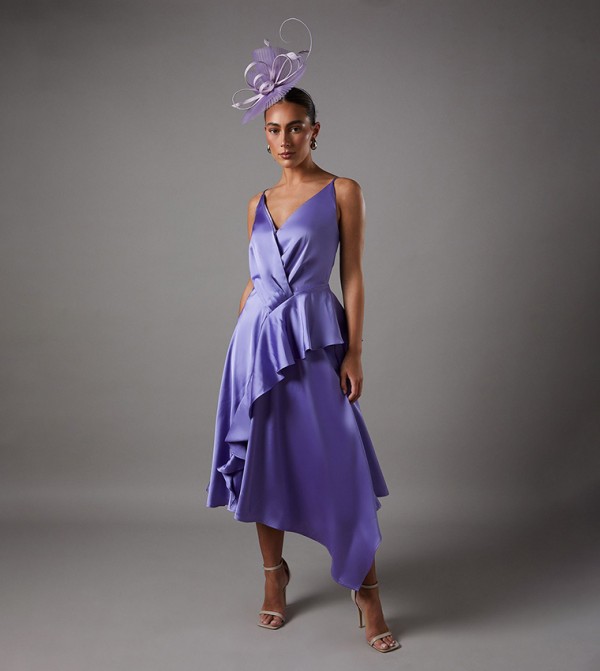 Plunge Ruffled Strappy Midi Dress