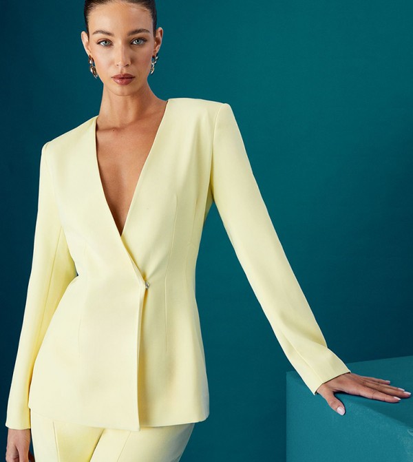Cross Front Long Sleeves Blazer