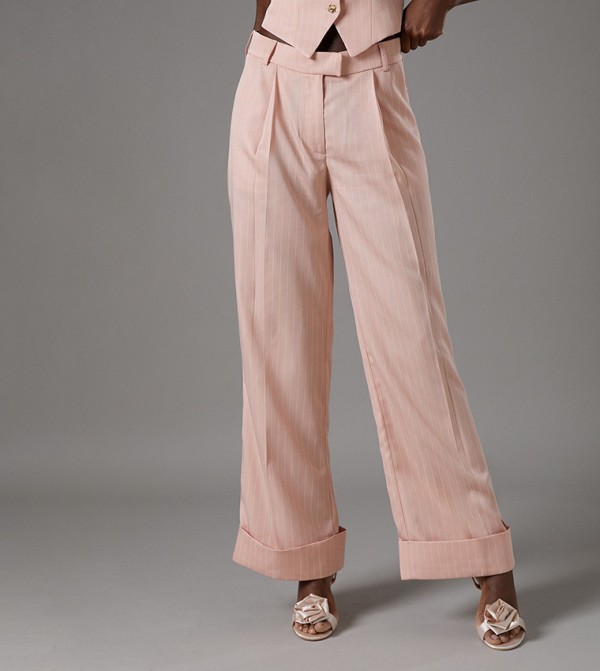 Striped High Waist Wide Leg Trousers