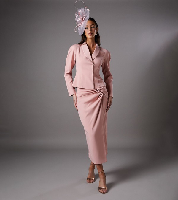 Knot Front Wrap Midi Skirt